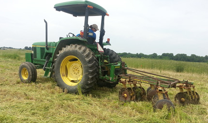 Disks on cover crop  mat