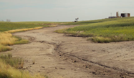 Barren North Dakota land after brine spill