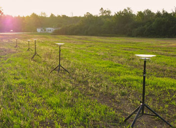 Bioaerosol deposition sampler array at edge of manure-applied field