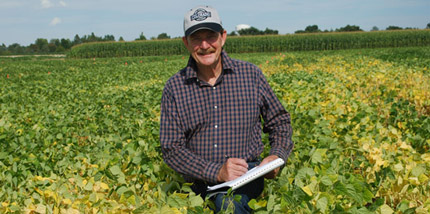 Researcher Mark Brick in bean field, Colorado