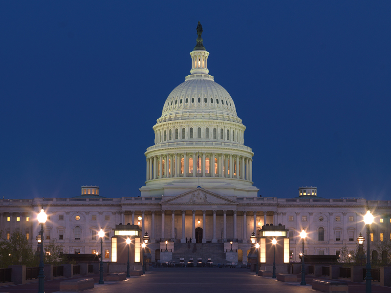 US Capitol at night