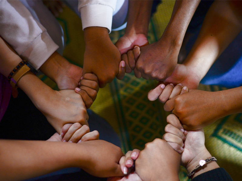 multiracial hands