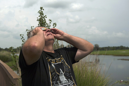 Viewing eclipse during plant experiment, August 21, 2017